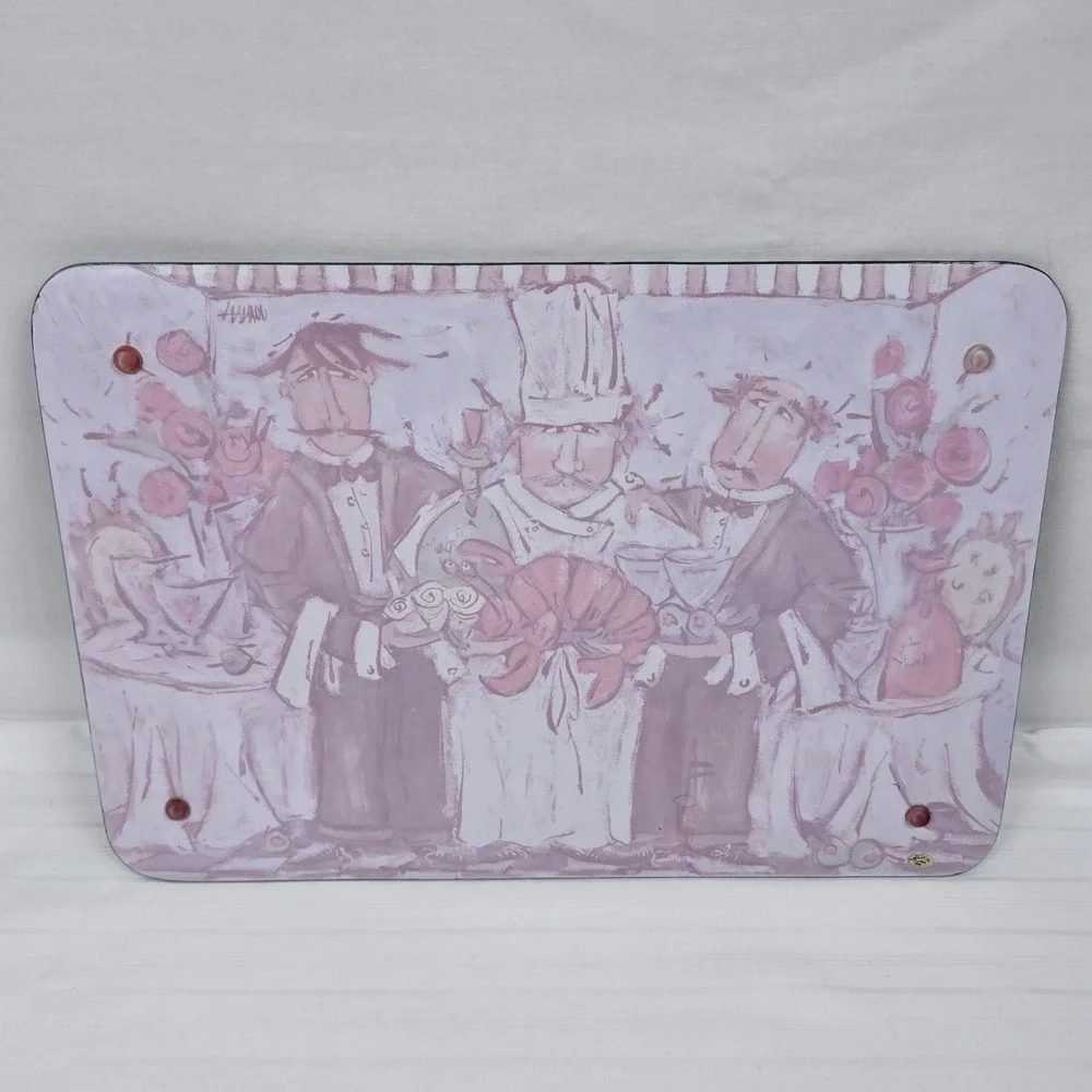 Whimsical Chef Lobster Glass Cutting/Serving Board Bistro Kitchen Decor Coastal‎